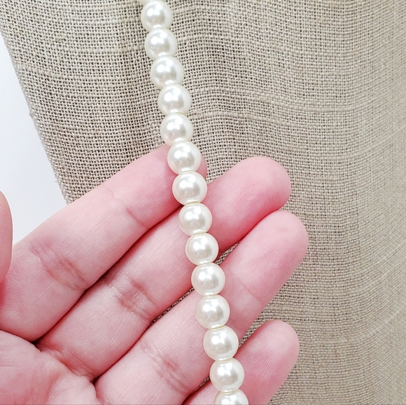 Faux Pearl 31 inches Opera Necklace, Long Pearl Necklace White, Women Gift Her - Picture 3 of 4